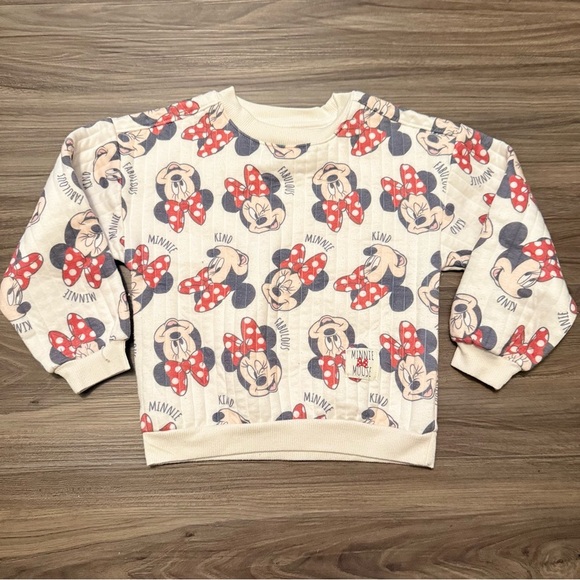 Disney Girls Cream and Red Minnie Mouse Quilted Sweater size 5 - Picture 1 of 5